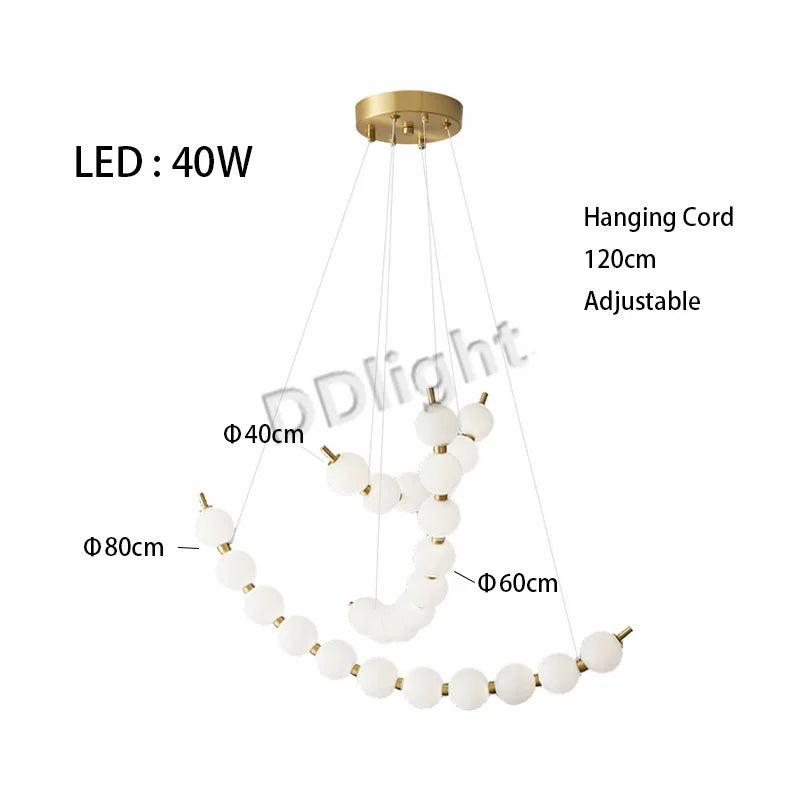 Modern LED Copper Ceiling Chandelier White Ball Pendant Light Fixtures