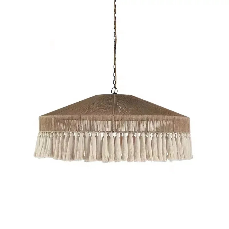 Retro Hemp Rope Tassel Pendant Light: Hand-woven Creative Bedroom Dining Room Main Lamp