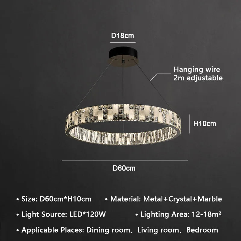 Crystal Lustre Circle Chandelier LED Lights - Modern Luxury Minimalism décor