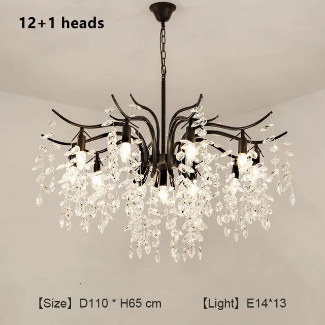 Crystal Chandelier: Modern Luxury LED Branch Lighting for Living Room & Bedroom