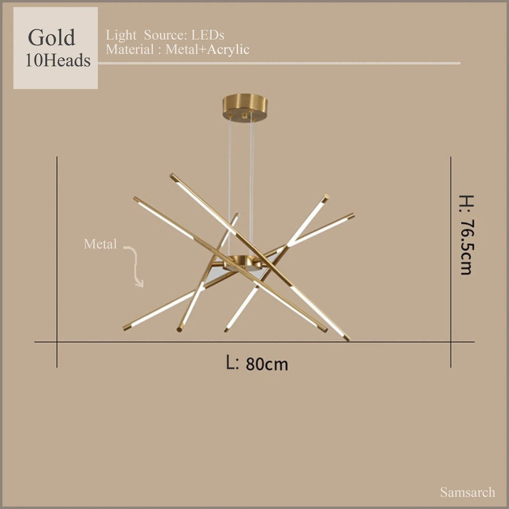 Modern LED Linear Chandelier: Creative Design Ceiling Lamp with Remote for Home Decor