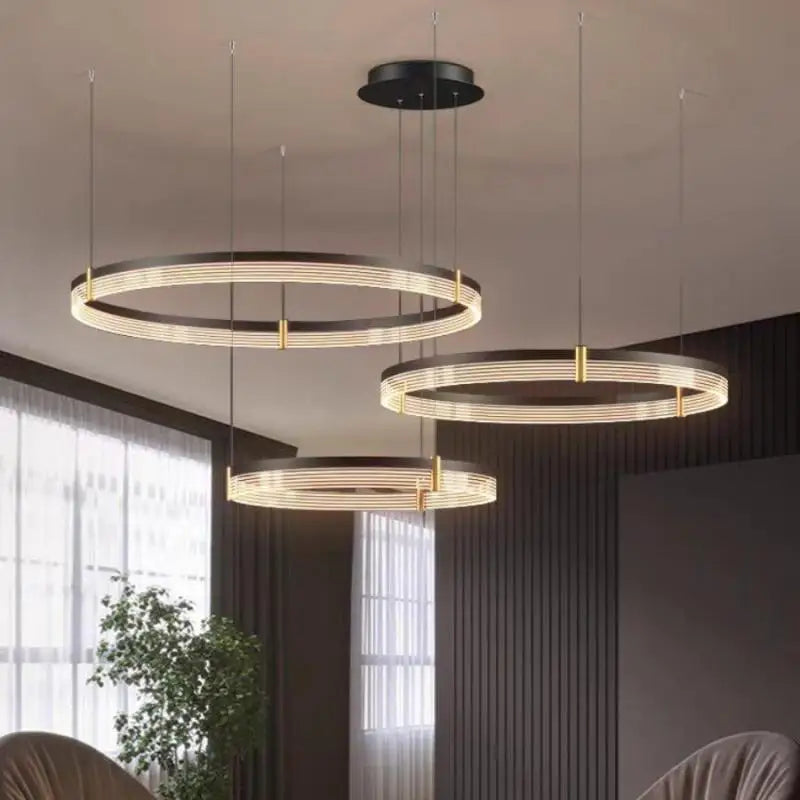 Black Acrylic LED Pendant Light for Modern Home Decor