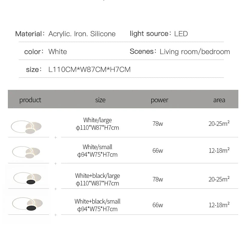 LED White Ceiling Chandelier with Remote Control