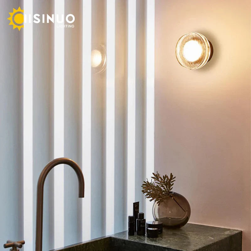 Outdoor Round Black Aluminum LED Wall Light for Porch Entryway Decor