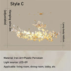 Luxe Ginkgo Leaves Chandelier Pendant Light for Living Room Bedroom