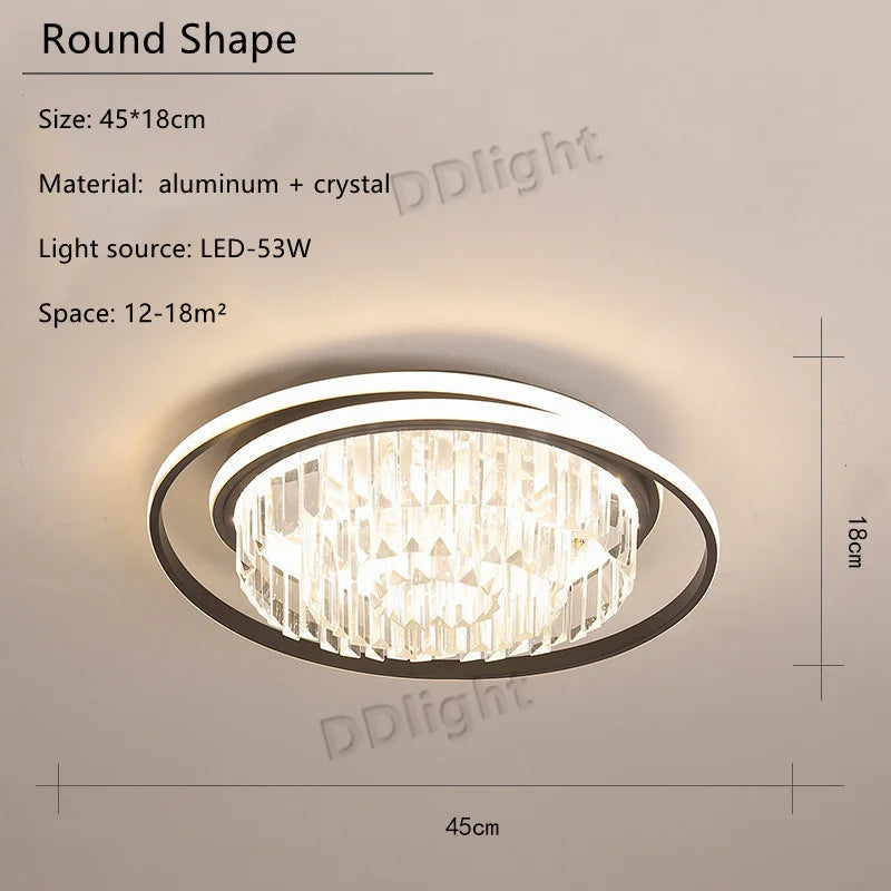 Crystal Industrial Pendant Lamps Set for Modern Living Room Bedroom Kitchen Decor