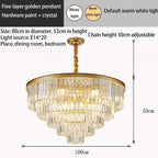 Crystal Gold Black LED Chandelier - Multi-Storey Modern Round Pendant Lamp