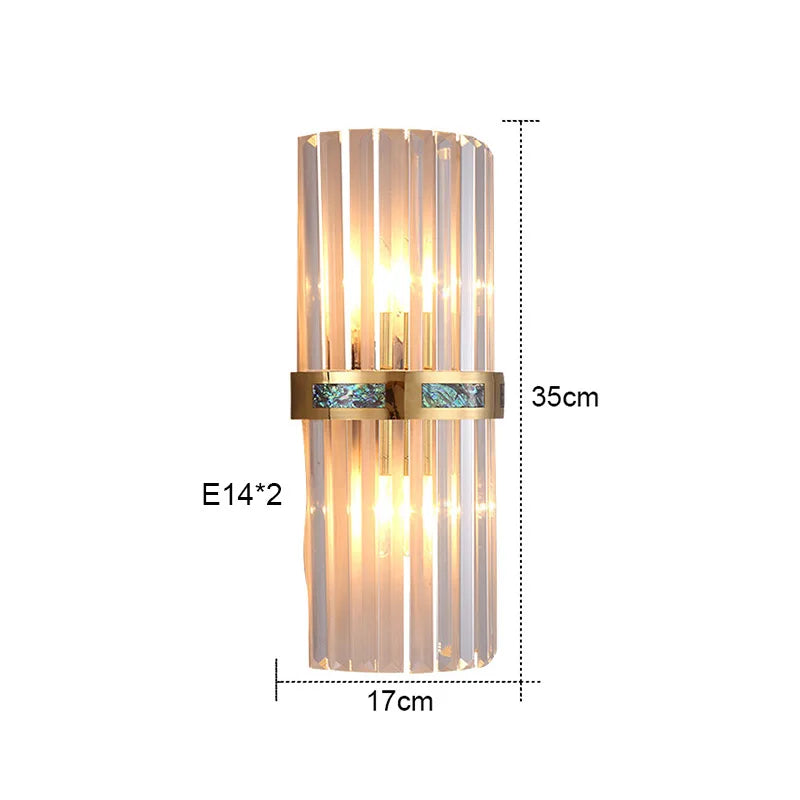 Shell Glass Rod Wall Lamp Modern Light Living Room Bedroom Study LED Lighting