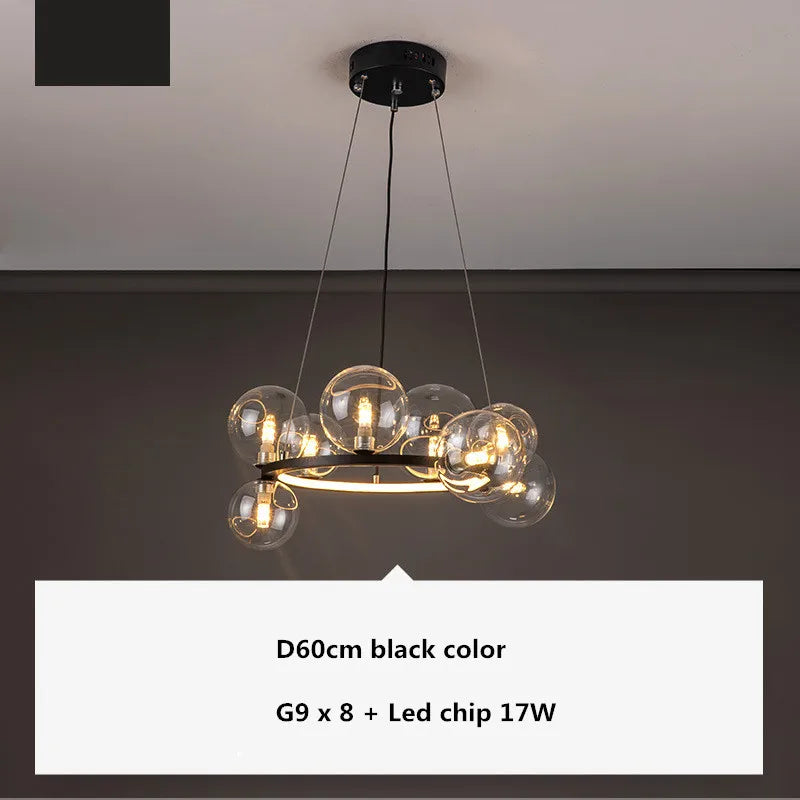 Glass Ball G9 LED Chandelier: Modern Minimalist Nordic Design