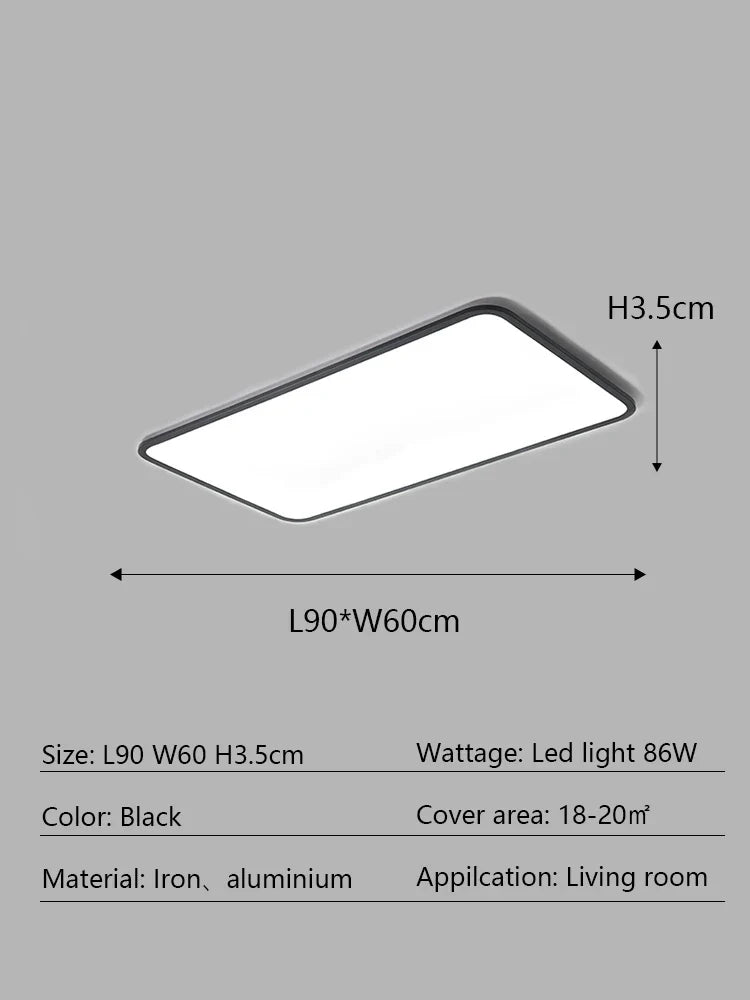 LED Ceiling Lamp: Modern Minimalist Rectangular Design for Living room, Bedroom, Indoor Lighting