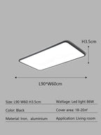 LED Ceiling Lamp: Modern Minimalist Rectangular Design for Living room, Bedroom, Indoor Lighting