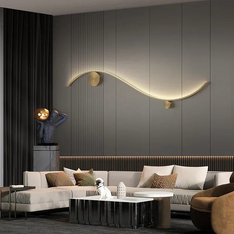 Modern Brass LED Wall Lamp, Nordic Copper Interior Light for Living Room, Bedroom, Stairs