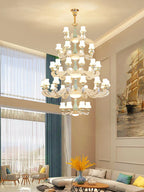 Deluxe Duplex Living Room Chandelier - Elegant Villa & Hotel Pendant Lighting