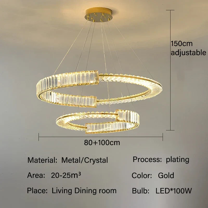 Crystal Chandeliers: Modern Luxury LED Lighting Fixture for Living, Dining, and Bedroom