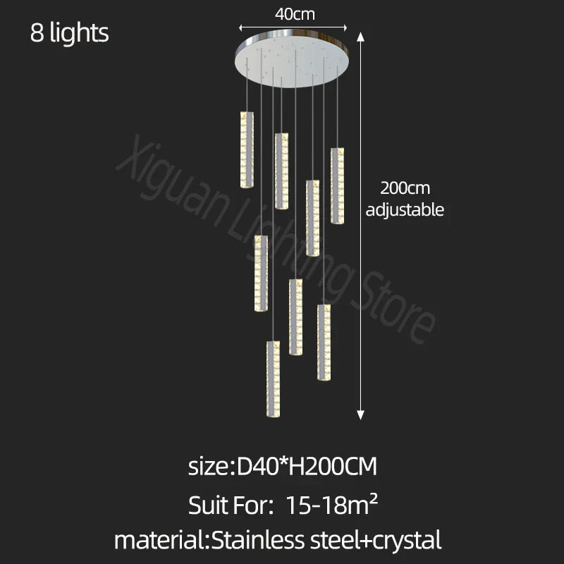 Modern Crystal Chandelier: Luxury Lighting for Living Room, Dining, Cafe, Staircase