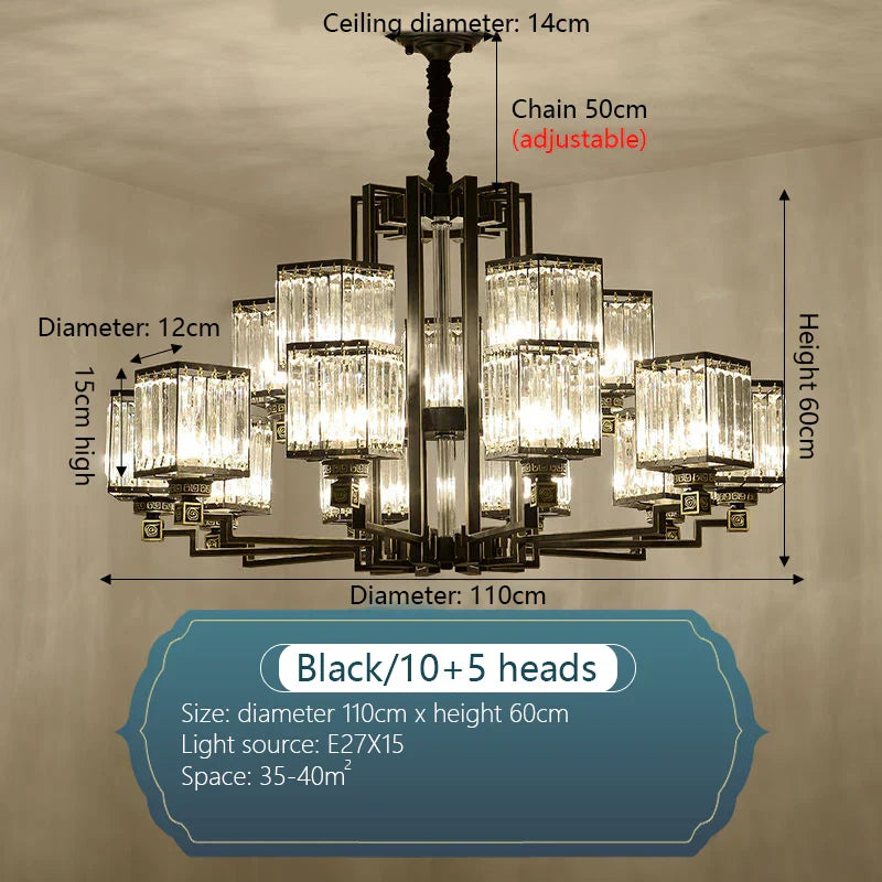 Crystal Chandelier Villa Living Room Lighting
