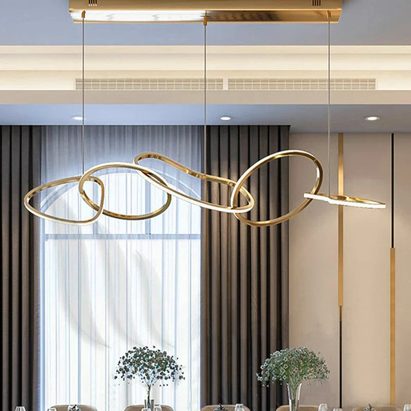 Chrome Stainless Steel LED Pendant Light - Modern Minimalist Dining Room Island Lamp