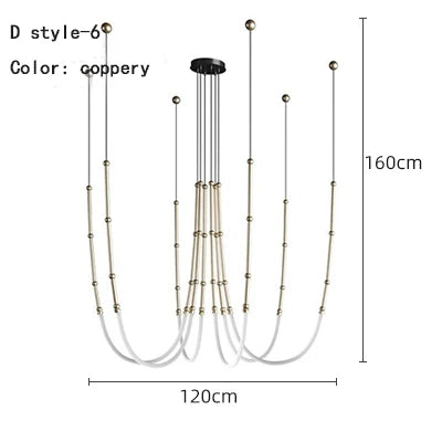 Linear Creative Chandelier: Nordic Italian Designer Modern Lighting for Living Room Lobby