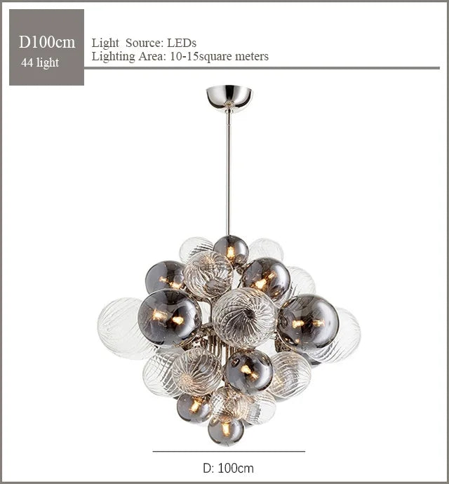 Glass Globe LED Chandelier Pendant Light for Nordic Luxury Living Room
