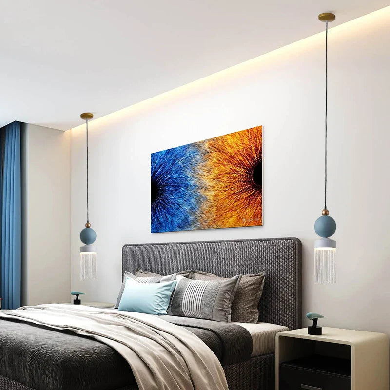 Children's Room Glass Pendant Light Bedrooms Bedside Chandelier Metal Dining Table Lamp