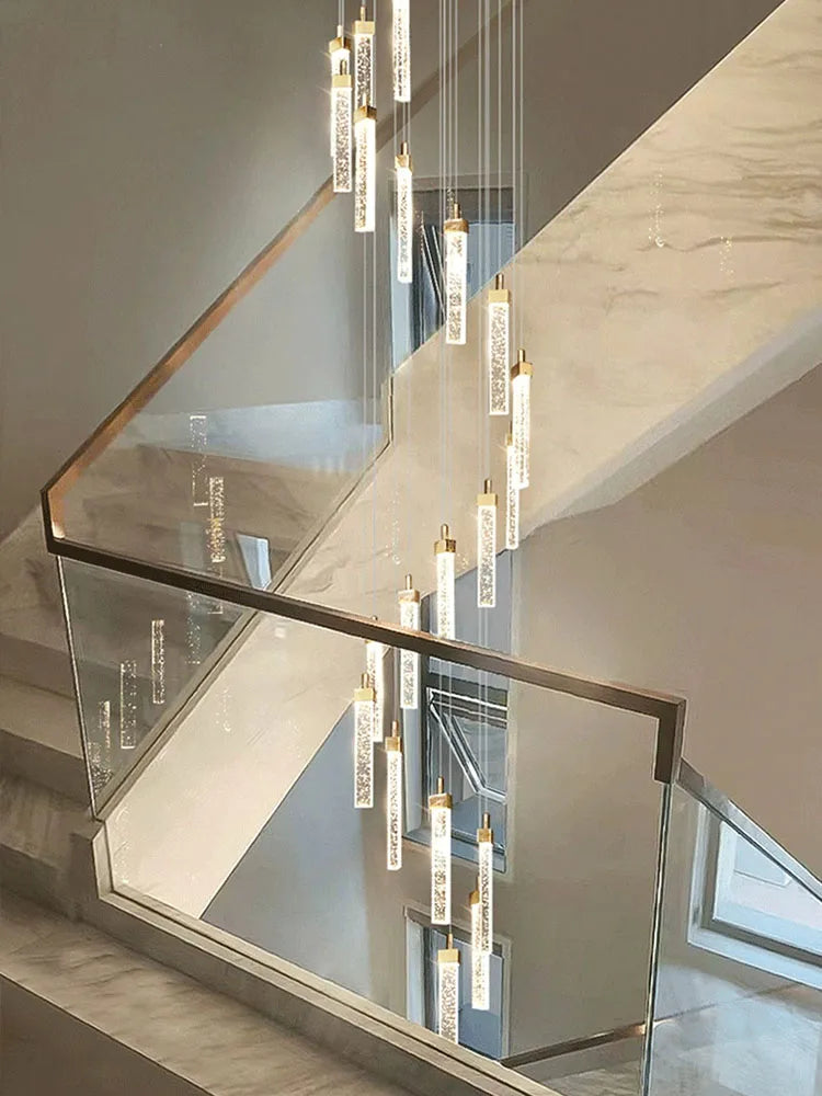 Crystal Ceiling Chandelier: Modern Nordic Design, Long Staircase Pendant Lamp