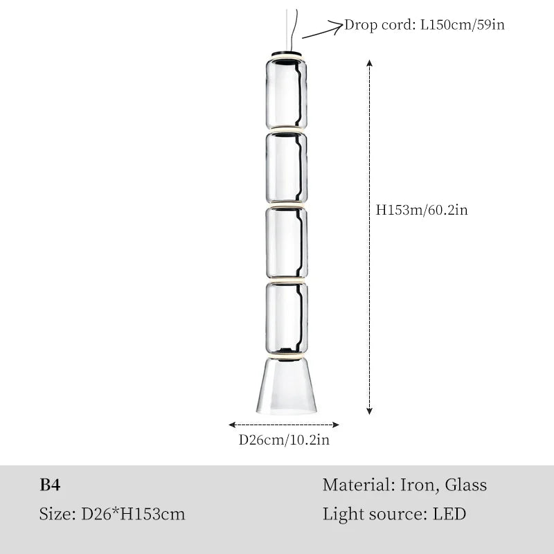 Modern Clear Glass LED Ceiling Chandelier for Living Room & Bar Décor