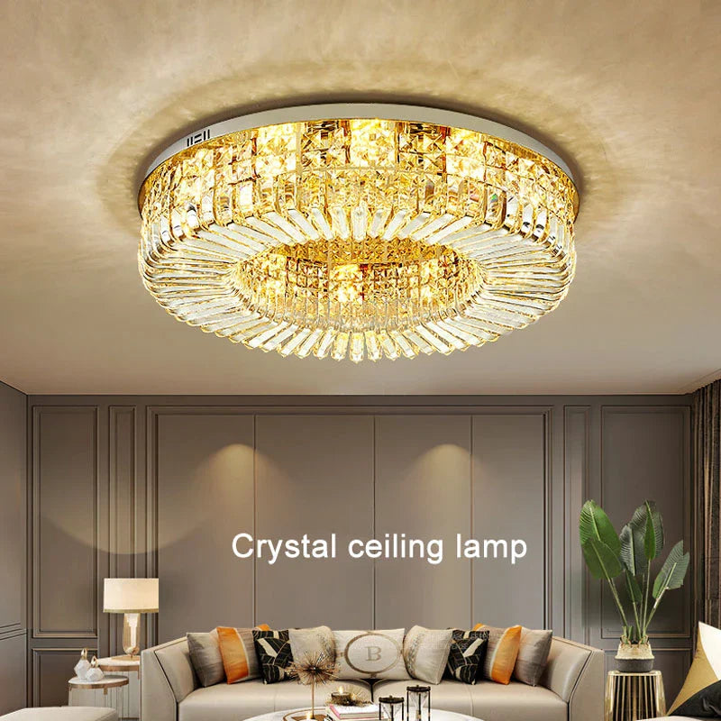 Crystal Ring LED Ceiling Lamp: Modern Luxury for Home Décor