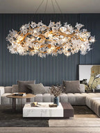 LED Crystal Pendant Chandelier with Handmade Kapok Flower Glass Branches