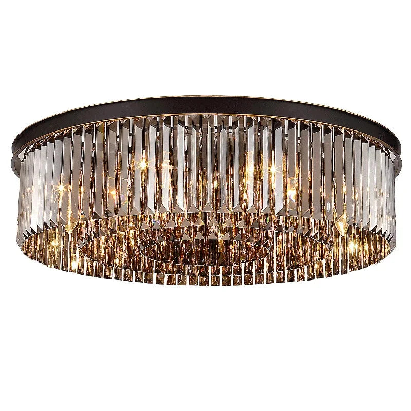 Modern Crystal Black Ceiling Light E14 LED Round Lamp for Home Dining Bedroom