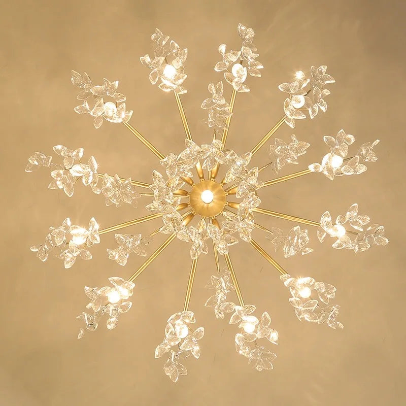 Crystal Branch Chandelier: Modern Minimalist Luxury Lighting for Living Room and Bedroom