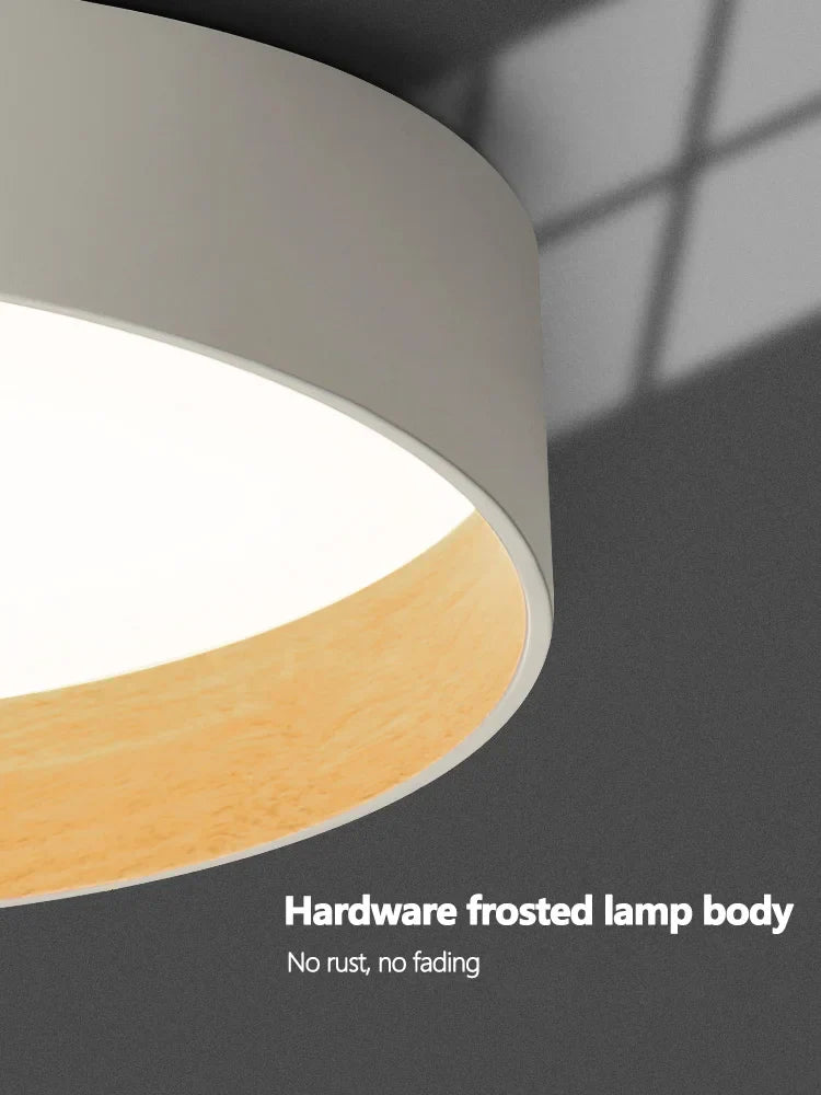 Wood Grain LED Ceiling Lamp: Modern Lighting for Living Room, Bedroom, and Study