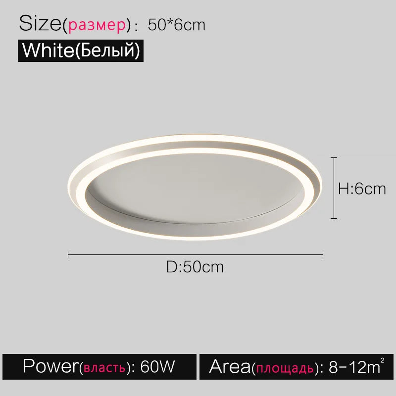 Modern Round Ceiling LED Lamp for Bedroom, Minimalist Design for All Rooms