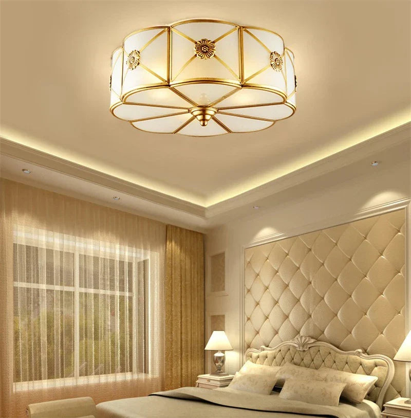 Vintage Copper Ceiling Light Industrial Retro Round Lamp for Home Decor