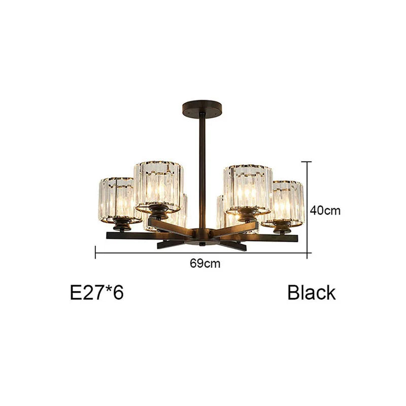 Round Black Chandelier Geometric LED Indoor Hanging Lighting For Modern Minimalist Living Room