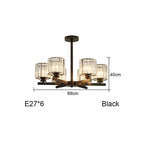 Round Black Chandelier Geometric LED Indoor Hanging Lighting For Modern Minimalist Living Room