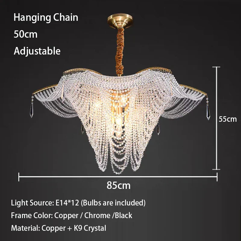 Modern Butterfly Crystal Chandelier Light for Living Room, Dimmable Home Lighting