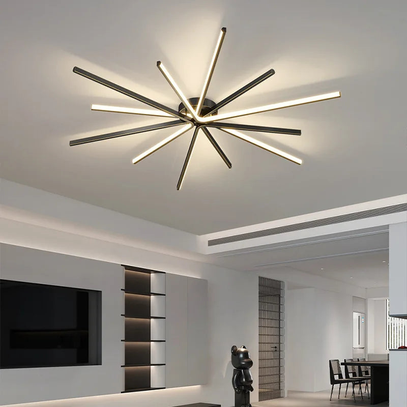 Copper Strip LED Ceiling Lamp - Modern Minimalist Luxury Lighting for Living Room