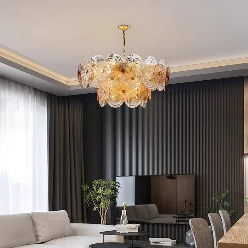 Luxury Lustre Glass Chandelier LED Pendant Lamp for Living Room Dining Bedroom