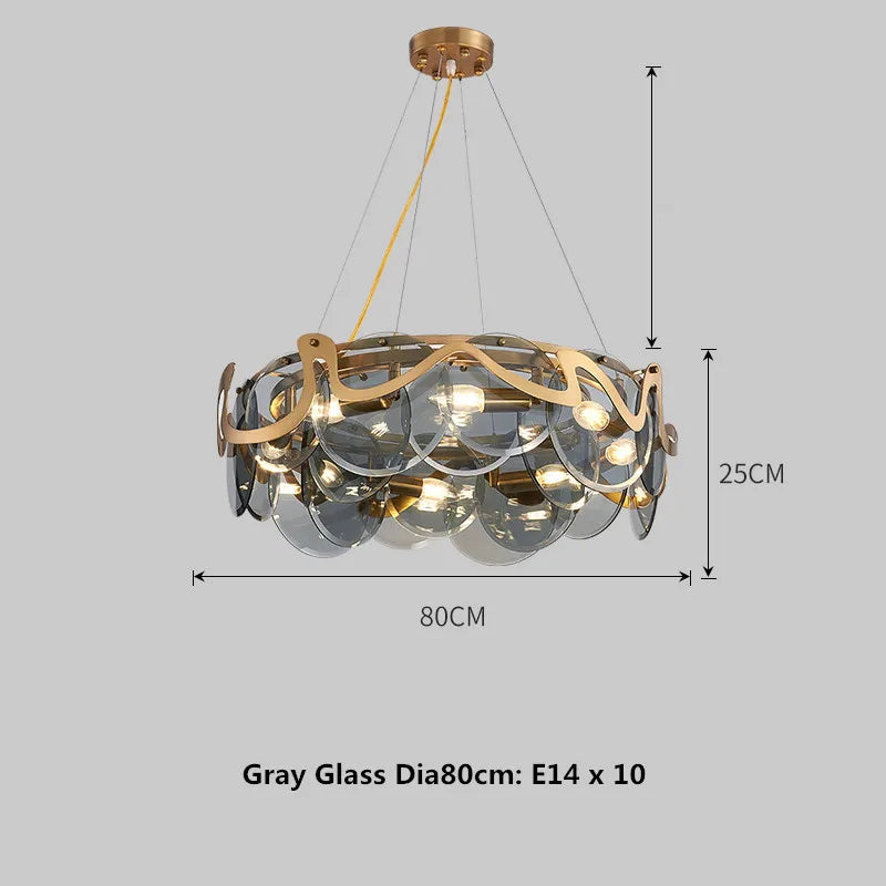 Glass Lustre Gold Iron Pendant Light for Modern Dining Room