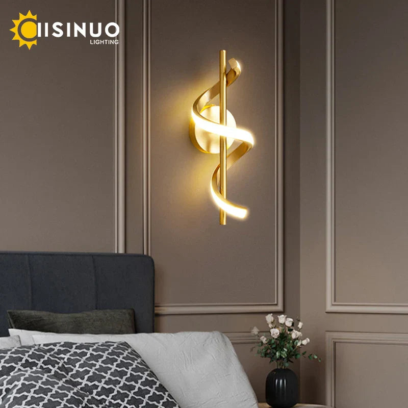 Gold Copper LED Wall Sconce for Bedroom Living Room Hallway