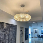 Crystal Loft Chandelier: Modern Luxury Circle Pendant Lamp for Living Room Lighting