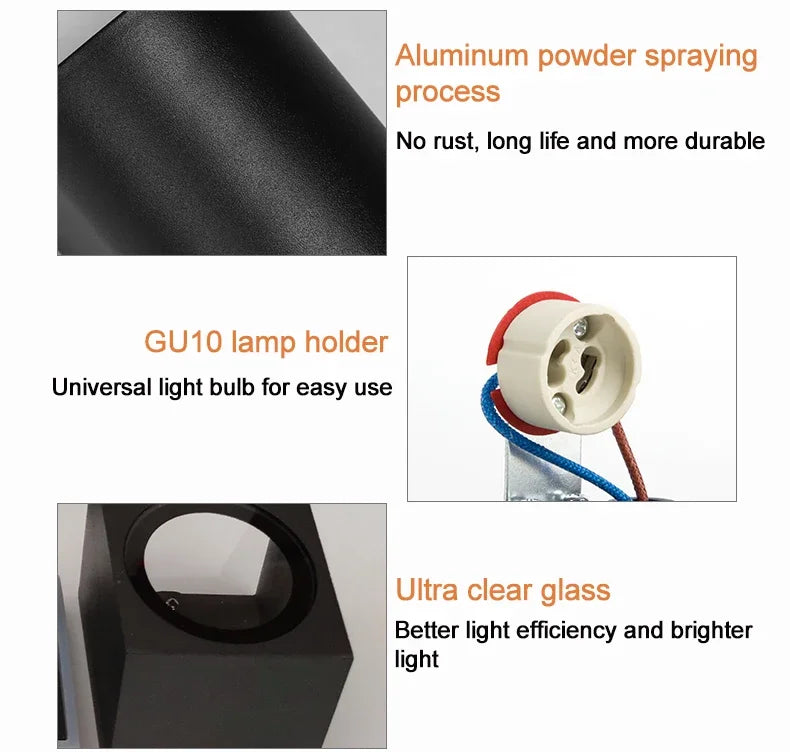 Outdoor GU10 Wall Lamp | Die-casting Engineering Lighting for Garden Villa