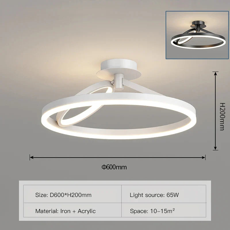 LED Ceiling Chandelier: Modern Nordic Rings Pendant Light Fixture for Living Room & Bedroom