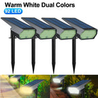 Solar Lawn Lights: Adjustable Brightness, 2 Lighting Colors, Garden Landscape Spotlights