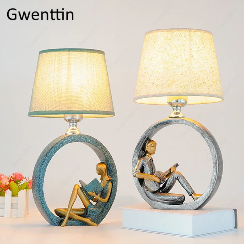 Guitar Girl Table Lamp for Bedroom Study Desk Light - Nordic Home Decor