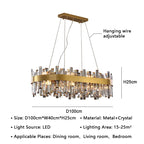 Crystal LED Pendant Light Chandelier for Living Dining Bedroom Luxe Decor
