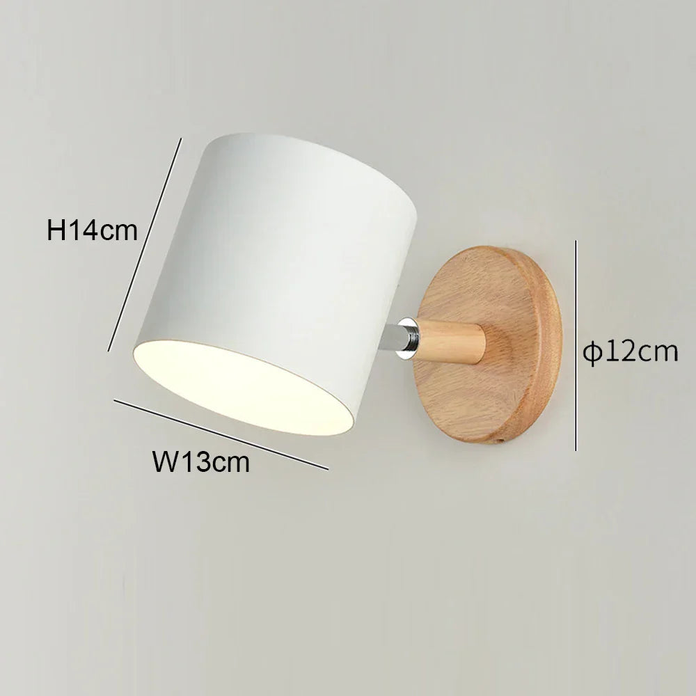 Modern Nordic Wooden Wall Lights Bedside Sconce by - White Lampshade, E27