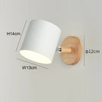 Modern Nordic Wooden Wall Lights Bedside Sconce by - White Lampshade, E27