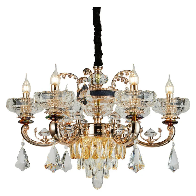 Jade Crystal Chandelier: Elegant European Living Room Lamp