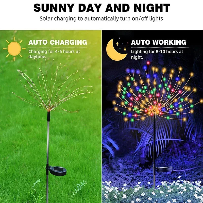 Solar Firework Fairy Lights Outdoor Decoration for Garden, Patio, Party